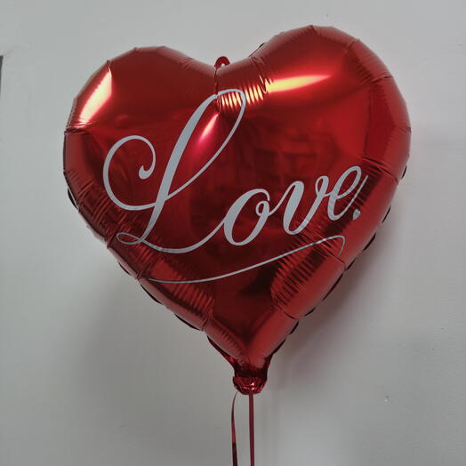 Шар фольгированный с гелием красное сердце "Love" (18"/45см)