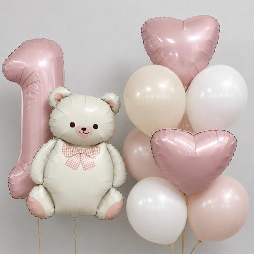 🧸 Набор шаров «Мишка с сердцами»