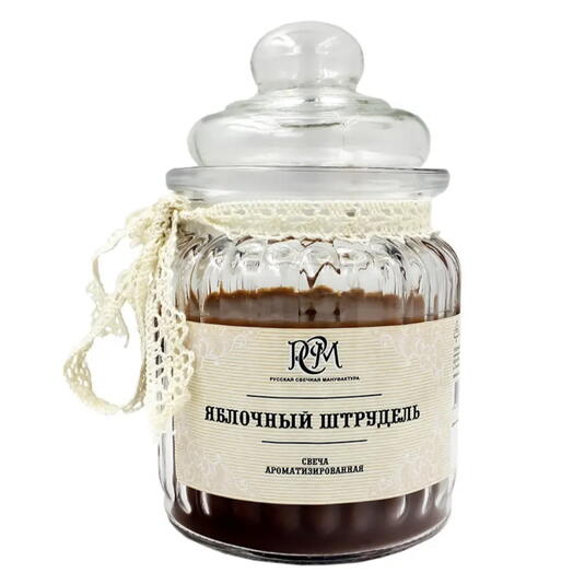 Свеча в банке ( яблочный штрудель/ ваниль)
