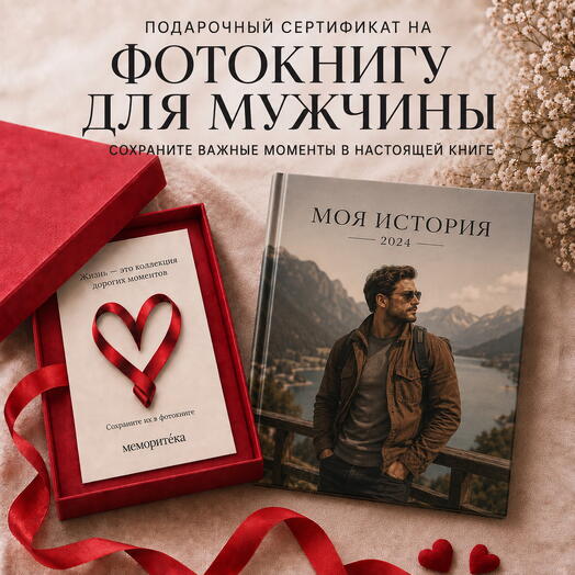 Подарочный сертификат на фотокнигу мужчине, другу, мужу, партнеру
