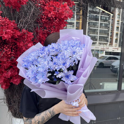 Лавандовый моно букет из хризантем💜