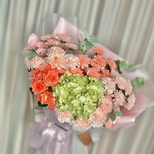💚Авторский сочный букет с лаймовой гортензией и  стойким составом💚