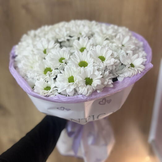 моно букет из кустовых хризантем