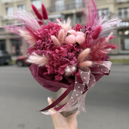 Композиция из стабилизированных цветов бургунди🎀