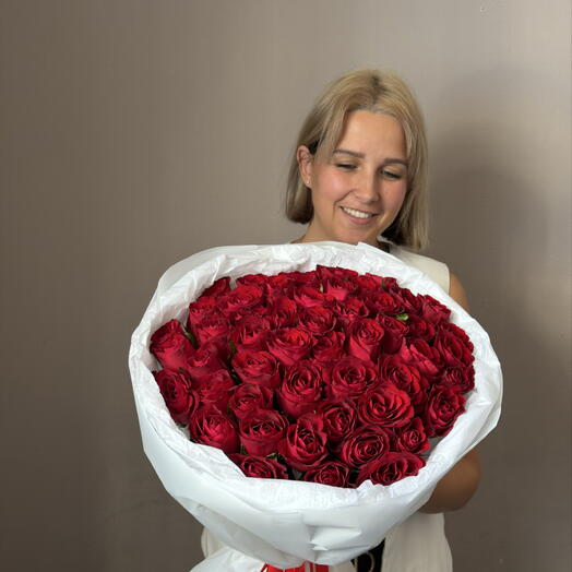 Букет из 51 Розы красной 40 см