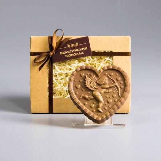 FIGURA DE CHOCOLATE "CORAZÓN CON CUPIDO 1"