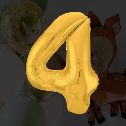Шар-цифра "4" золото