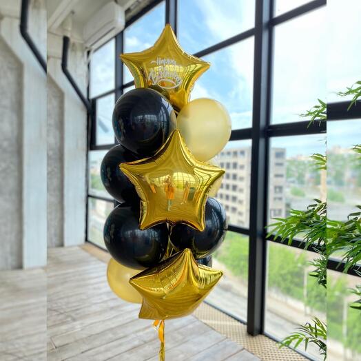 Helium balloons black and gold