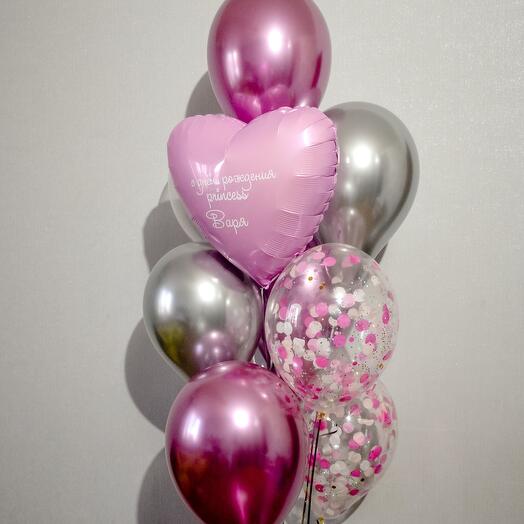 Набор из 10 шаров для девушки (розовый хром)