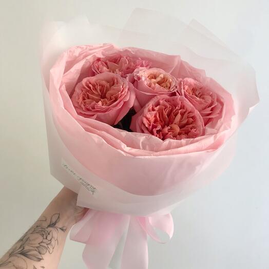 Комплемент с  пионовидной розой Pink Expression в аквабоксе