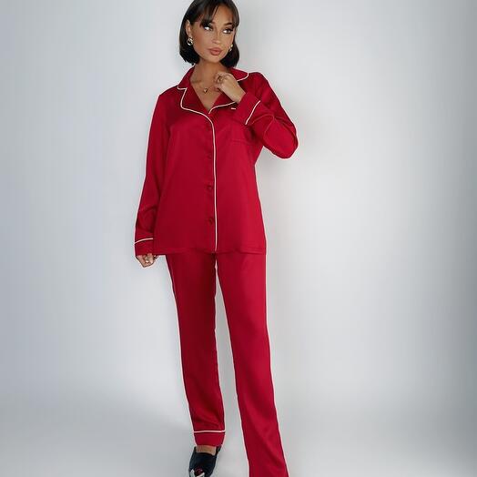 Women's tencel pajamas with trousers and a "Wine" shirt