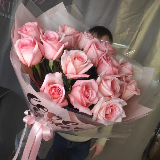 15 pink roses love you