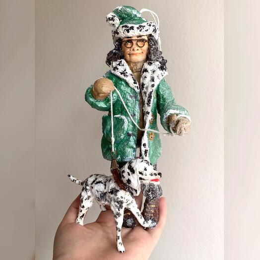 Ватная игрушка Бабушка с собачкой