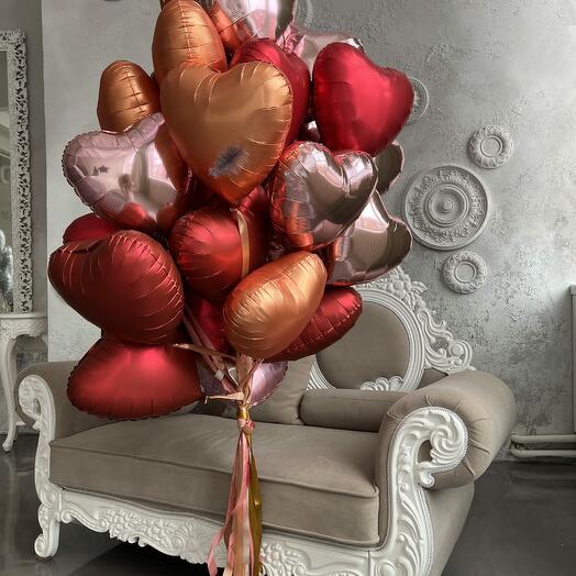 25 fólia szívből álló csokor