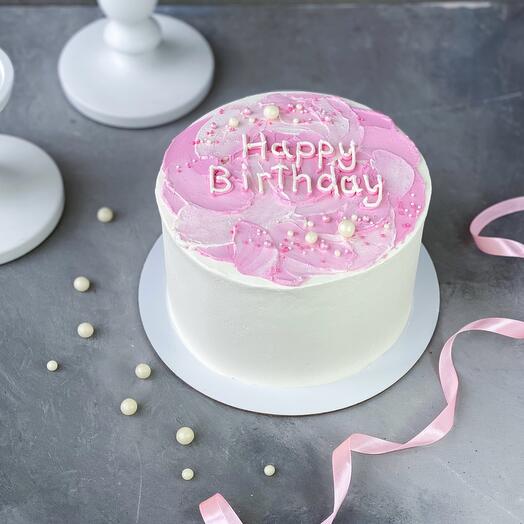 Торт в стиле бенто с мазками на День рождения девушки 1 кг. Happy birthday