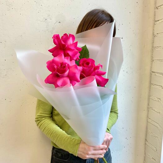 Букет из Трех Французских Роз Пинк Флойд