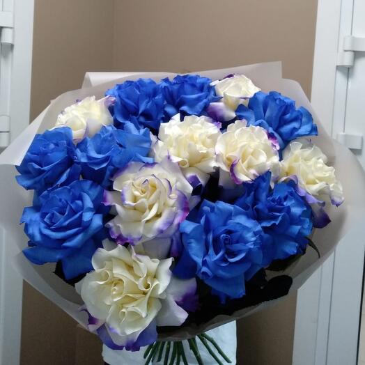 Огромный букет французких синих роз