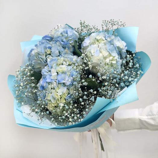 Bouquet of blue hydrangeas