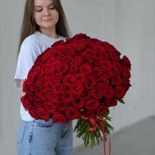 101 красная роза 60см