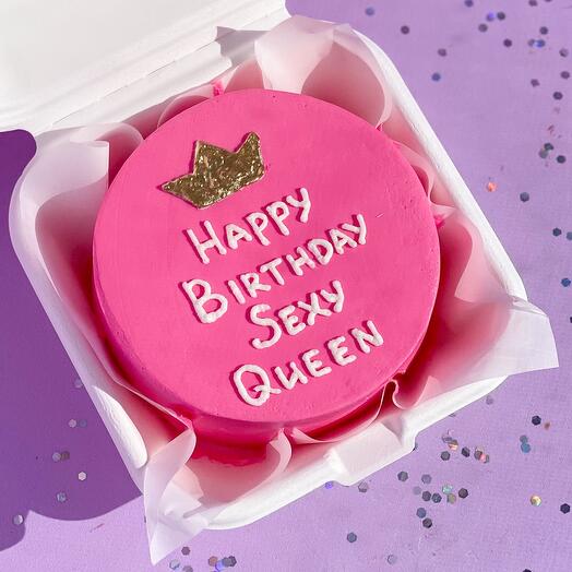 Бенто торт ХИТ🔥 «Happy Birthday Sexy Queen» девушке, розовый с короной