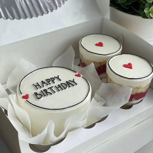 Набор Бенто-торт Happy Birthday + трайфлы 2шт