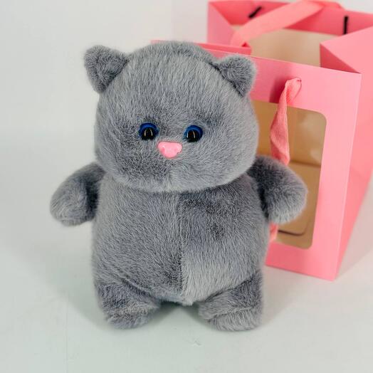 Plush gray fat cat