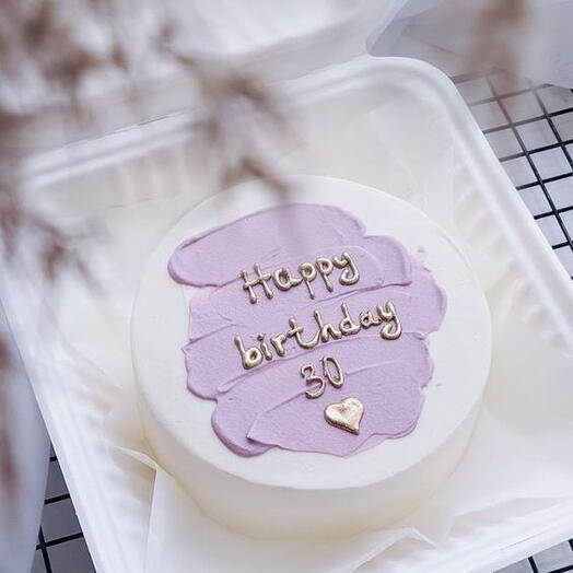 White   purple Birthday cake