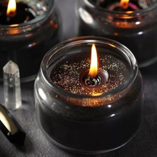 Свеча черная с блёстками