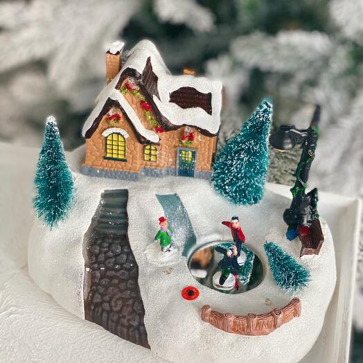 Christmas decor "Animated Village" assorted of 4, LED-20x14x17.1 cm