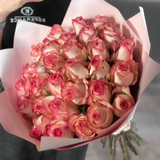 Букет бело-розовых роз : "Pink fantasies"