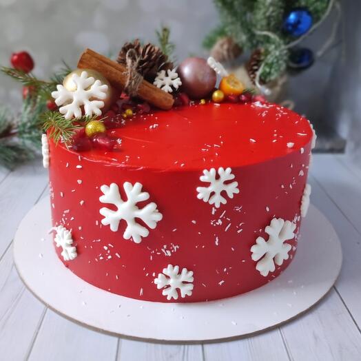 Торт на новый год, красный торт на новый год