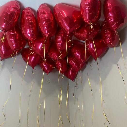 Воздушные шары сердца фольгированные 20 шт
