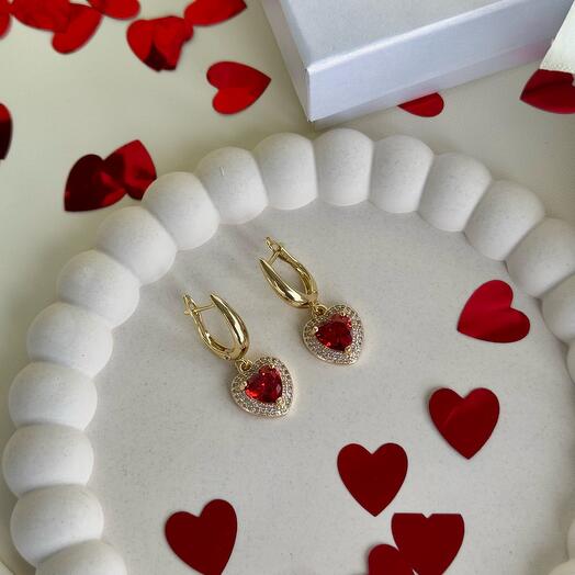 Серьги Сердца «Red»