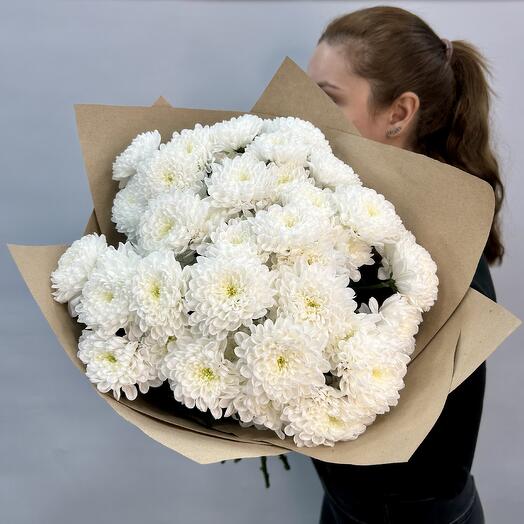 Монобукет из 9 белых кустовых хризантем