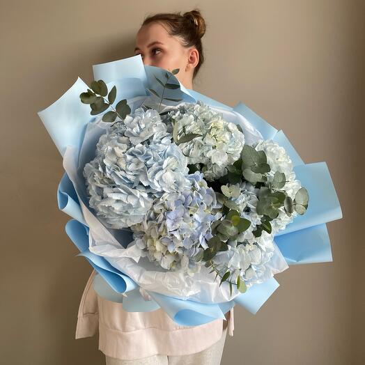 Blue bouquet of hydrangeas