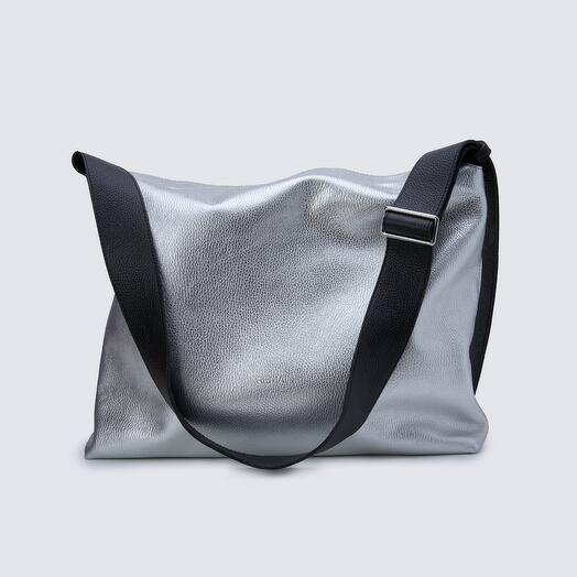 Двухсторонняя Сумка черный/серебро унисекс AIVI Silver and  Black. Для нее / для него