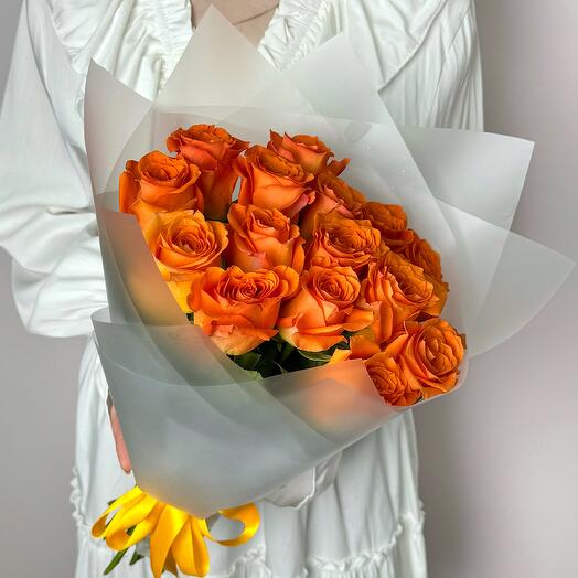 Bouquet of Orange Roses 15 pieces