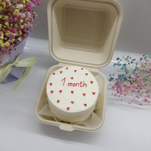 Pastel de Bento para un bebé de 1 mes con corazones, para cada mes para un bebé, para una sesión de fotos