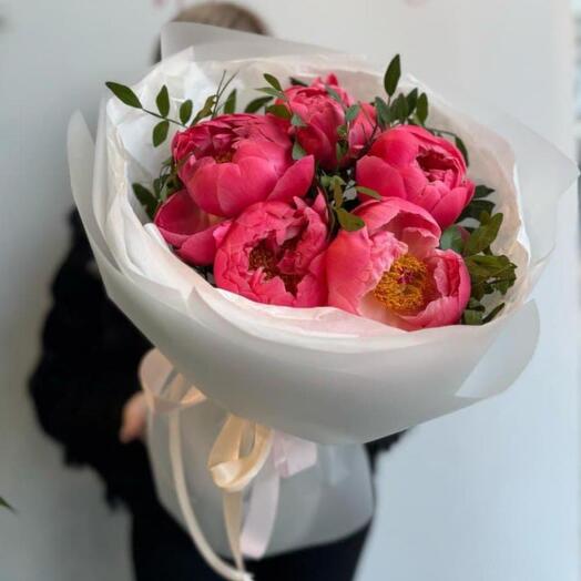 🎀АКЦИЯ🎀Монобукет "Летнее настроение"/пионы/пион/Цветы Уфа/Доставка цветов Уфа