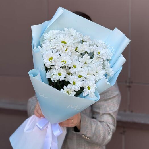 Букет из кустовой хризантемы «Ромашки для неё» 💙