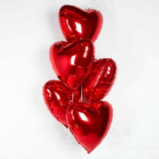 Фольгированные шарики сердца 5 шт