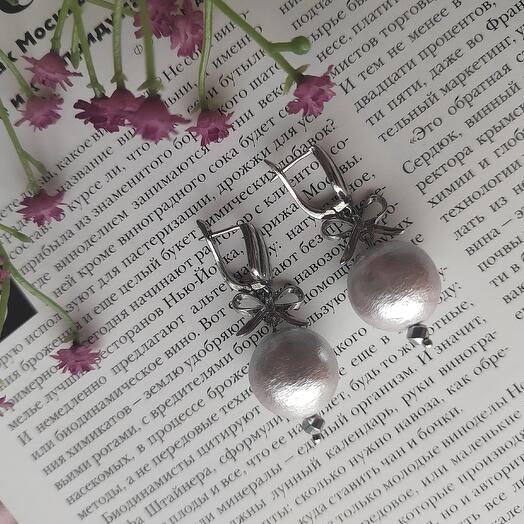 Серьги из хлопкового жемчуга