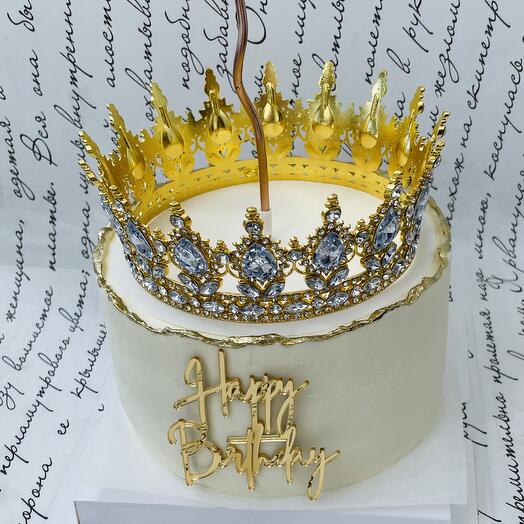 Бенто-торт с блестками и короной, тренд 2025