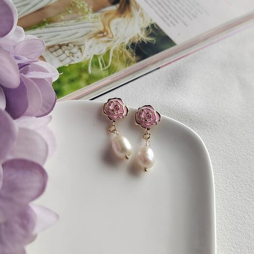 Серьги "цветочки" (крупный жемчуг)