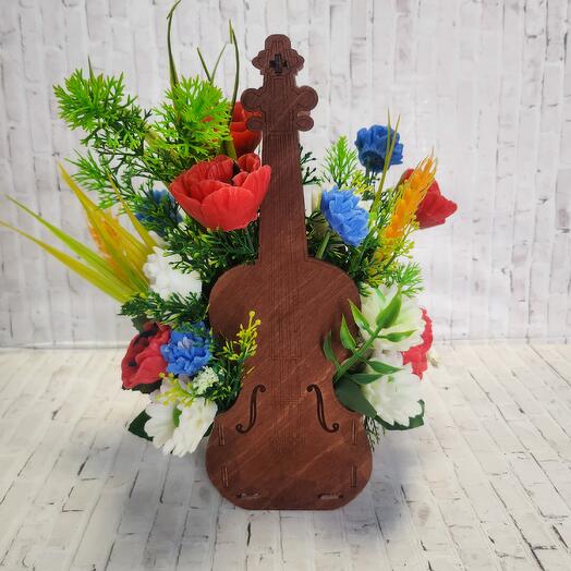 Букет скрипка из мыла