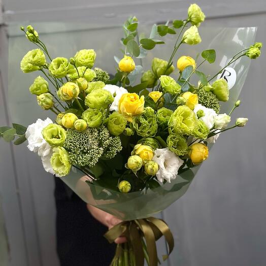 🌿 «Лимонное настроение» Эустома и жёлтые розы