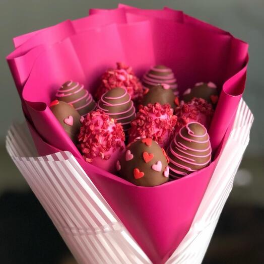 Ramo de fresas en chocolate belga "Bright Day"