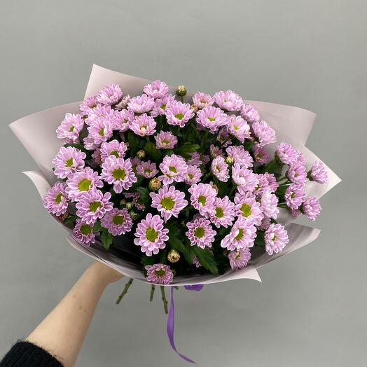 Хризантемы Сантини в нежной упаковке