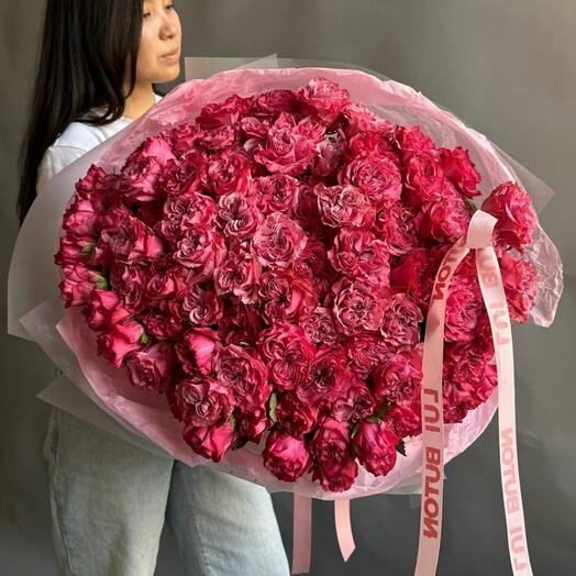 Букет "101 пионовидных роз Country Blue"