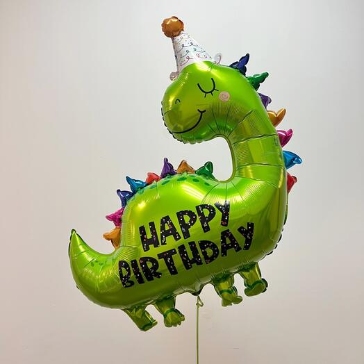 Зеленый динозаврик Happy Birthday
